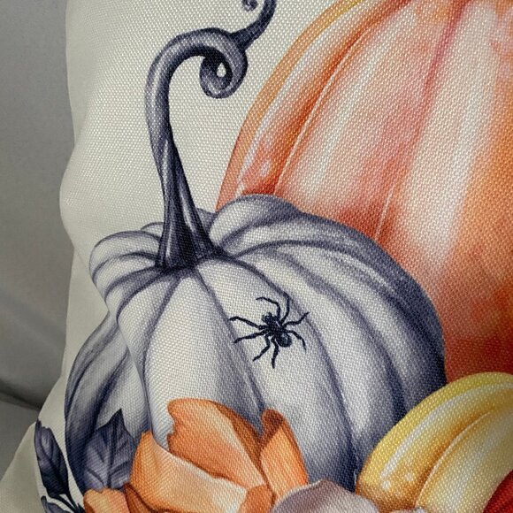 Pumpkin & Floral Decor Accent Pillow 18x18" NWOT - Picture 2 of 4